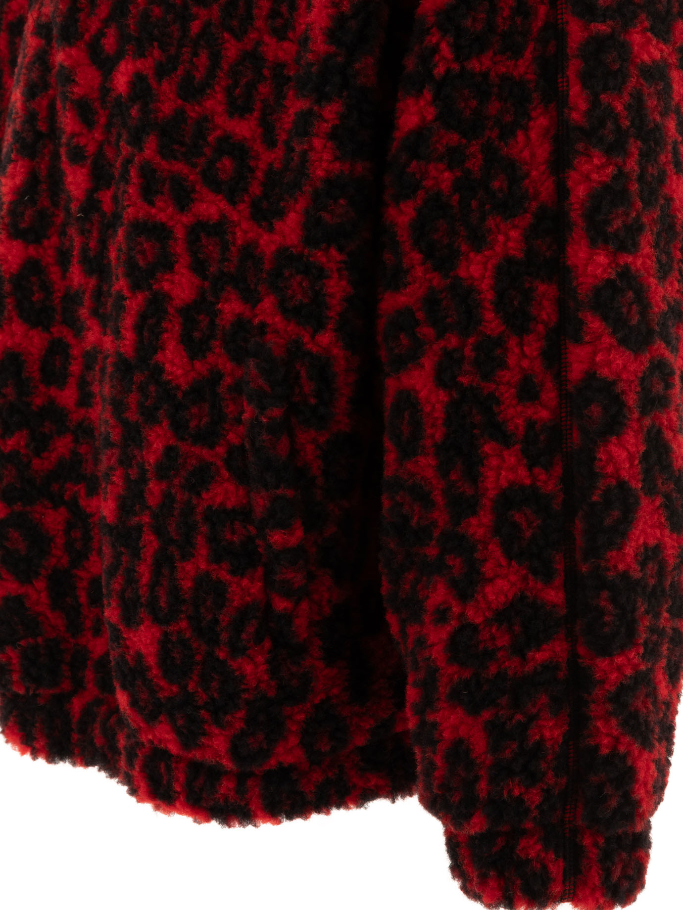 ALEXANDER MCQUEEN Red Leopard print fleece jacket